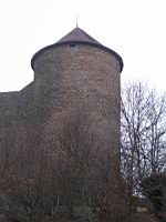 Amberieu en Bugey, Chateau des Allymes, tour de guet ronde (02)